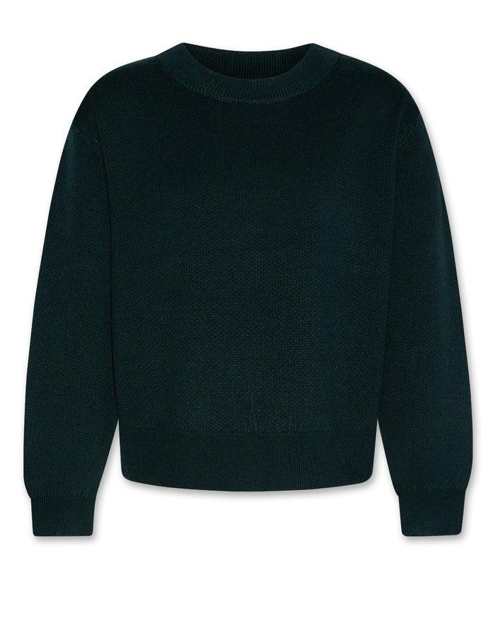 top l/s elly c-neck knit sweater - school green