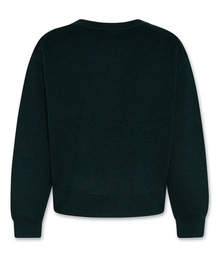 top l/s elly c-neck knit sweater - school green