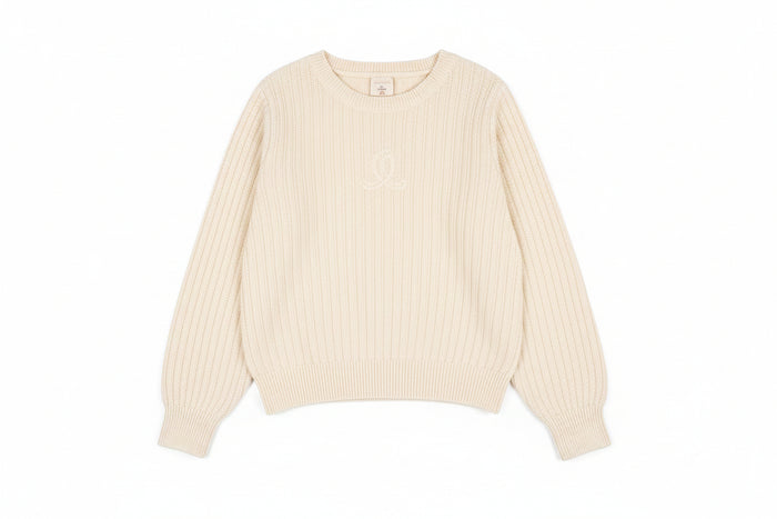 top l/s girls puff sleeve sweater - cream