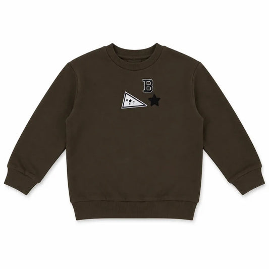 top l/s patch sweatshirt - green wash