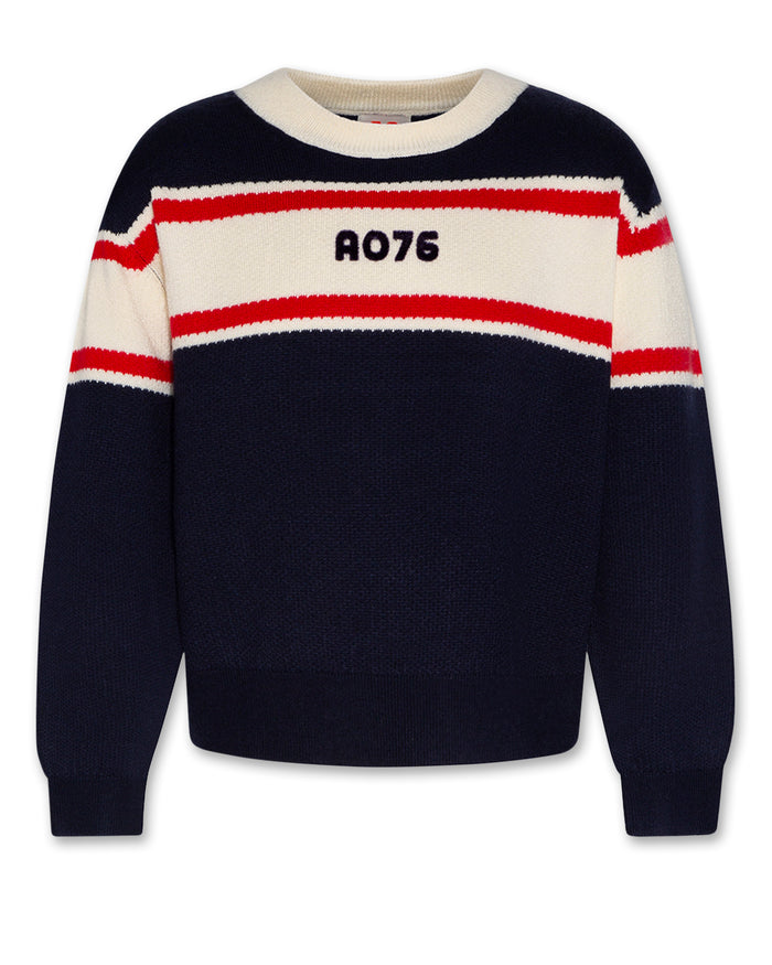 top l/s scallop design logo sweater - classic navy