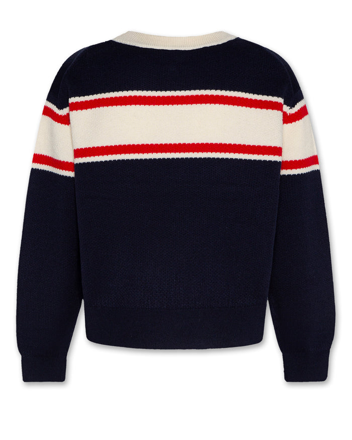 top l/s scallop design logo sweater - classic navy