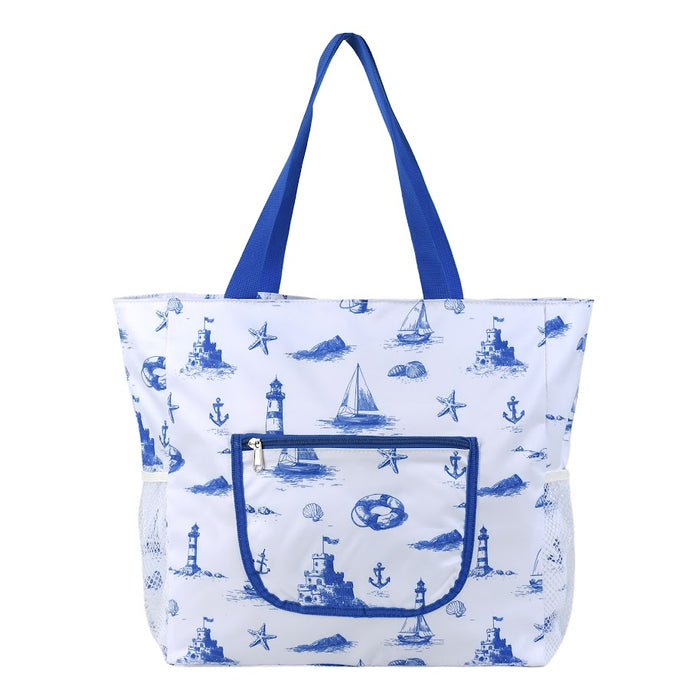 tote bag waterproof striped - blue