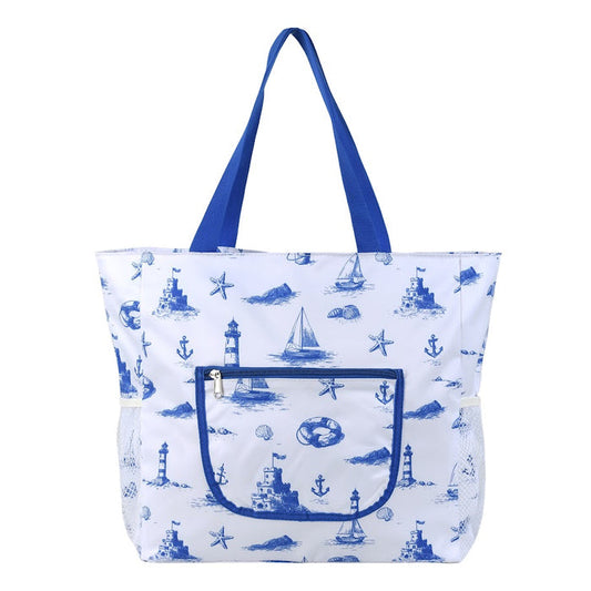 tote bag waterproof striped - blue
