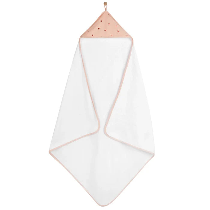 towel hooded+washcloth - pink cherries