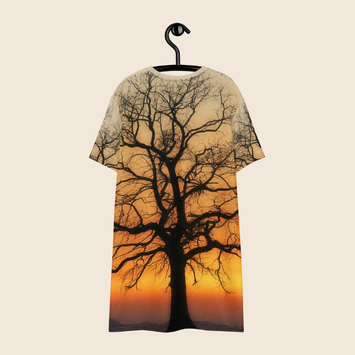 Tree Print Oversized T-Shirt Dress | Multicolour All-Over Print | Women's Casual Wear