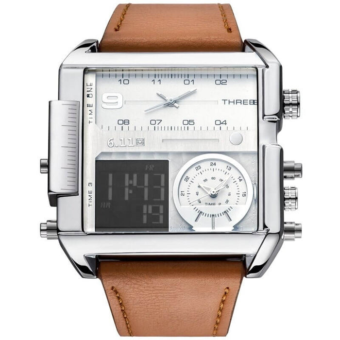 Triple time zone watch