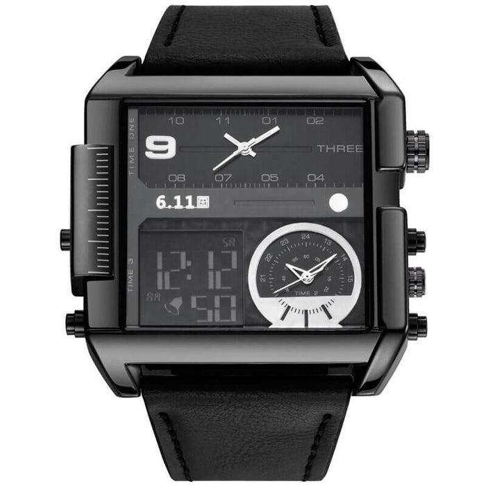 Triple time zone watch