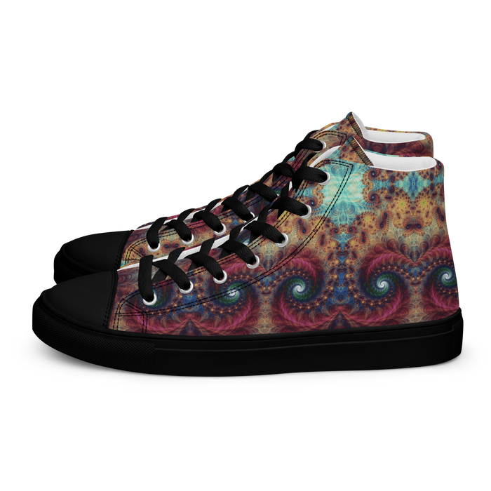 Trippy Fractals Print Women's High Top Canvas Shoes