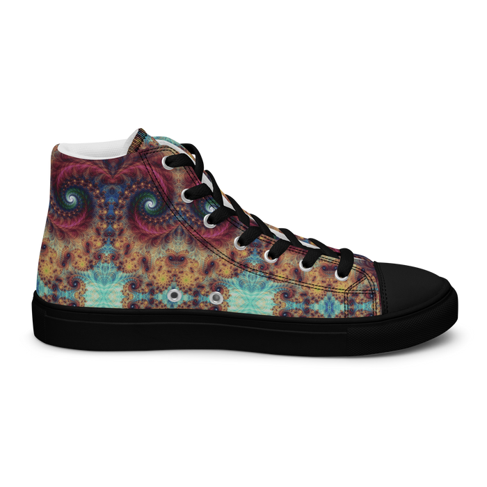 Trippy Fractals Print Women's High Top Canvas Shoes