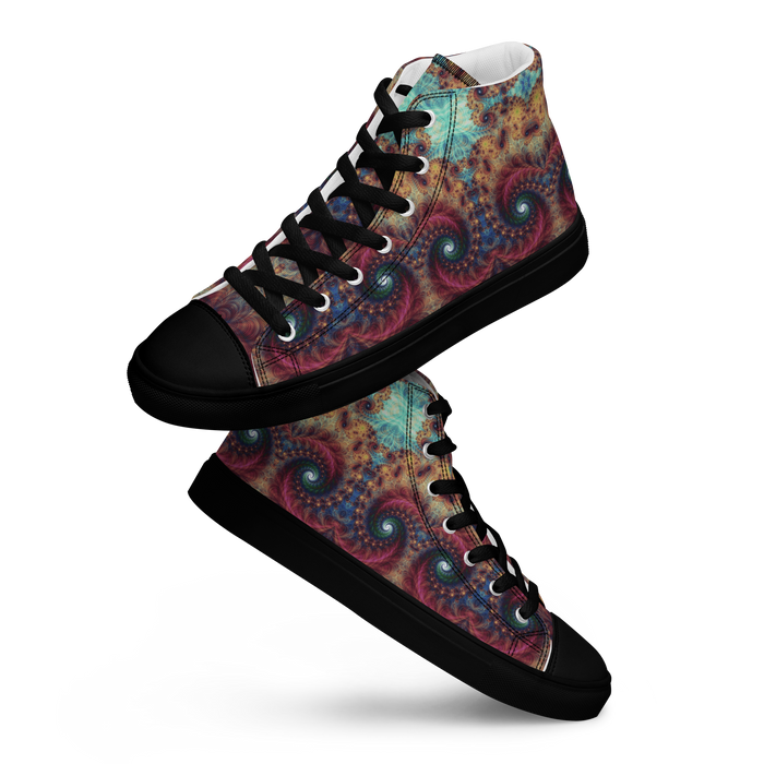 Trippy Fractals Print Women's High Top Canvas Shoes