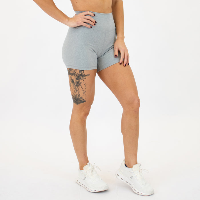 Heather Light Gray True High Short 4" - Higher Rise by FLEO - 4