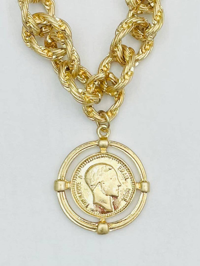 Twisted Vintage Link Coin Bracelet