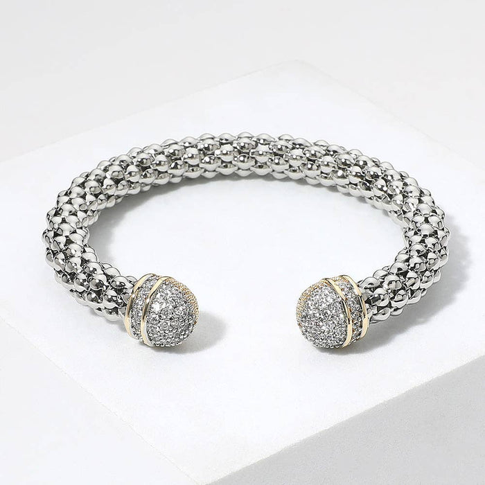 Two Tone CZ Stone Tip  Bracelet