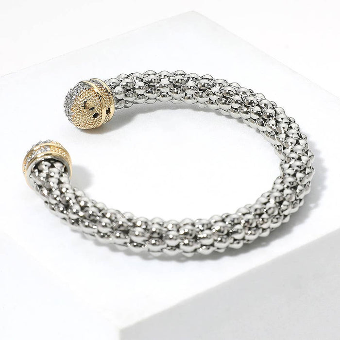 Two Tone CZ Stone Tip  Bracelet