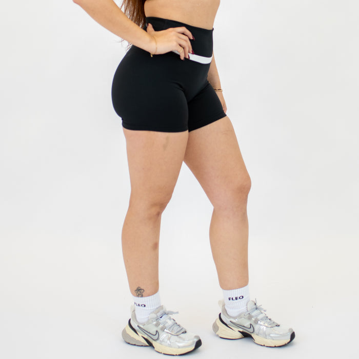 Black + White V Define Short 5" - No Front Seam - High Rise by FLEO - 3