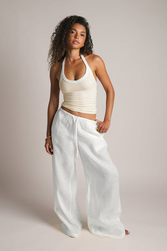 V-Neck Halter Top - Honeybutter/Cream