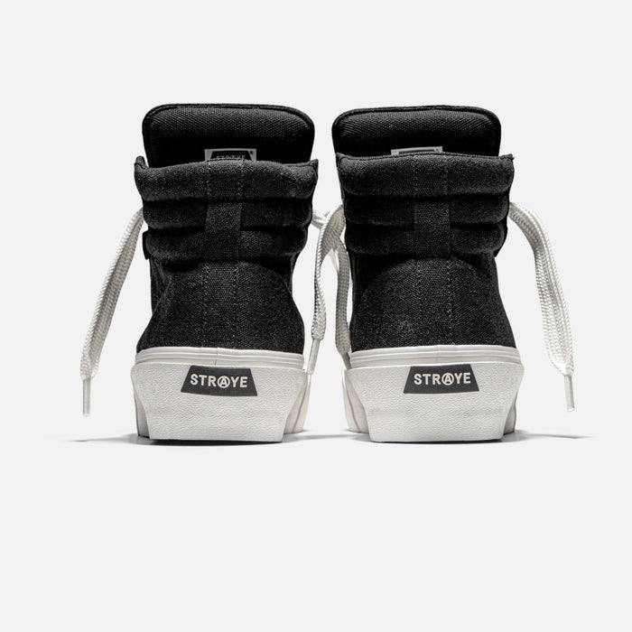 STRAYE Venice Stomper Black – back heel view platform sneaker