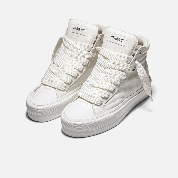 STRAYE Venice Stomper Cream – front angled view platform sneaker