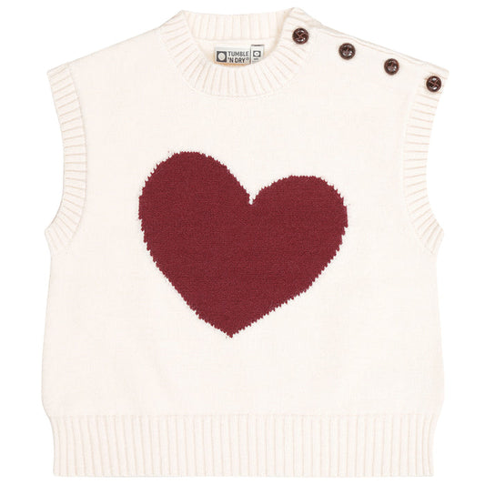 vest knit heart - pale peach