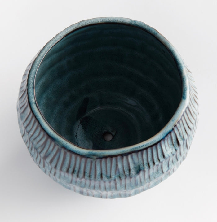 textured planter, blue ceramic planter, plant pot with drainage, decorative planter, modern home decor, garden planter, Napa home and garden napa home and garden