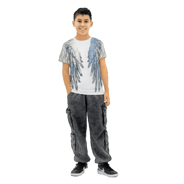 White Angel Wings Youth T-Shirt — Kids Cotton Crew Neck Tee