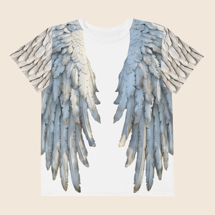 White Angel Wings Youth T-Shirt — Kids Cotton Crew Neck Tee