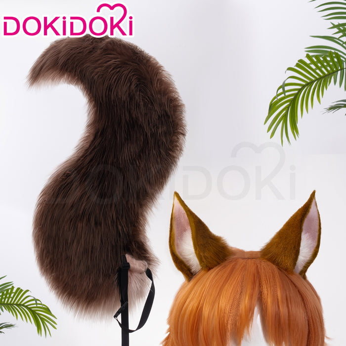 【Wig Ready For Ship】DokiDoki Game Cosplay Woman Sqquirrel Girrl Wig / Ear / Tail Short Curly Orange Hair
