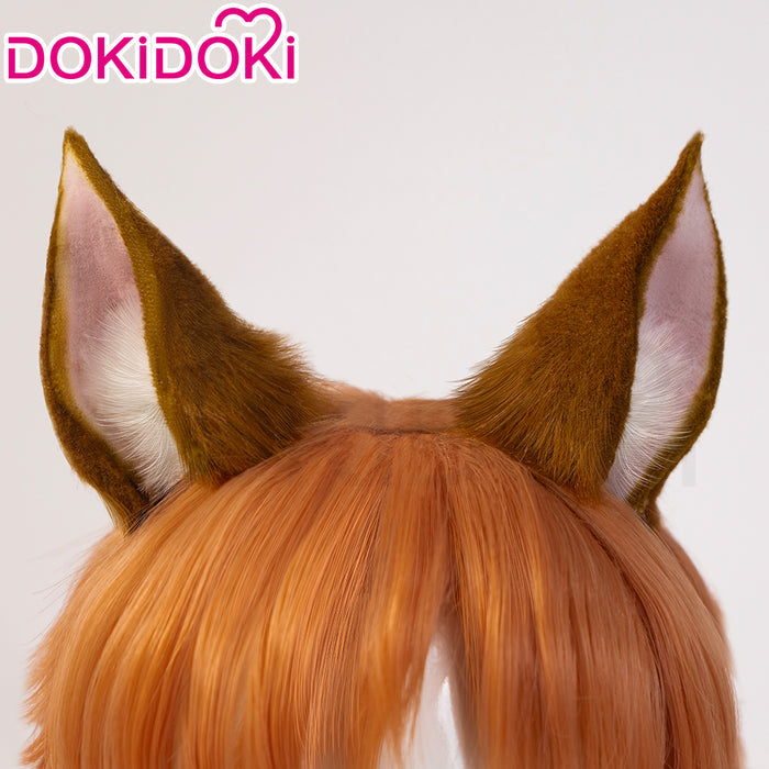【Wig Ready For Ship】DokiDoki Game Cosplay Woman Sqquirrel Girrl Wig / Ear / Tail Short Curly Orange Hair