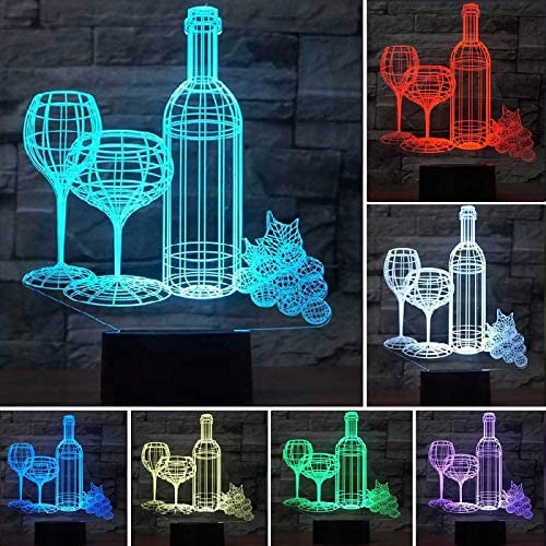 Wine and glass 3D illusion light