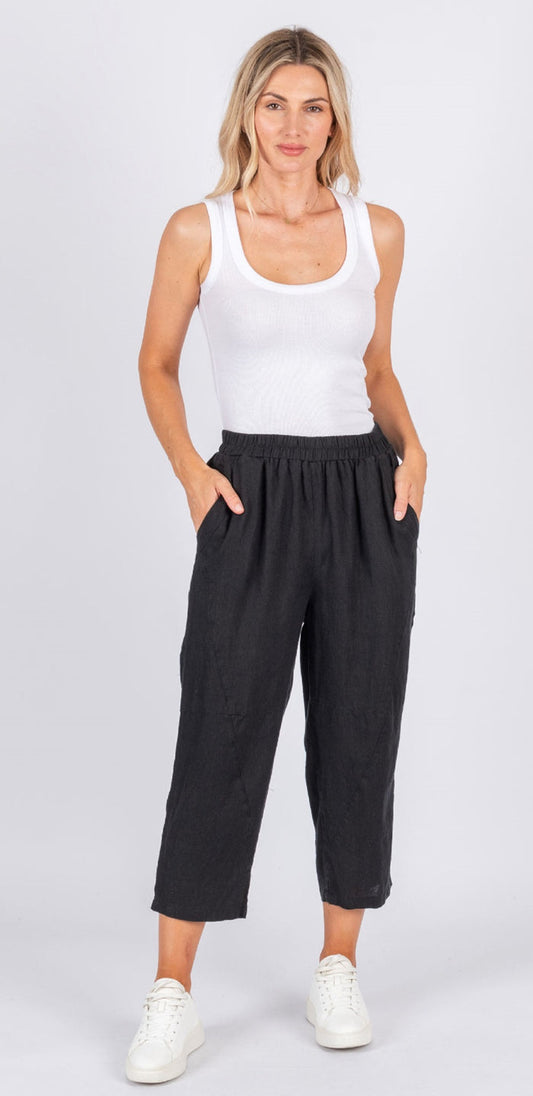 Worthier Novie Black Linen Pant
