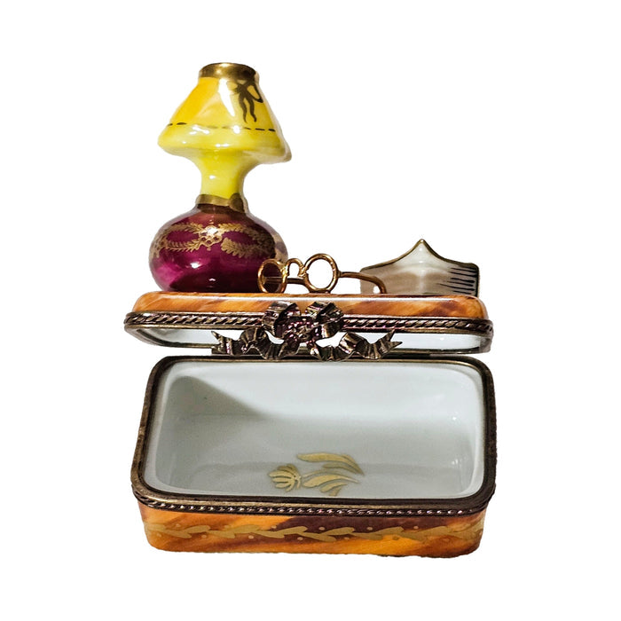 Charming Yellow Lamp Treasure Porcelain Limoges furniture French Trinket Box
