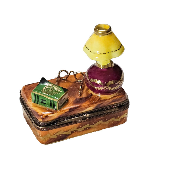 Charming Yellow Lamp Treasure Porcelain Limoges furniture French Trinket Box