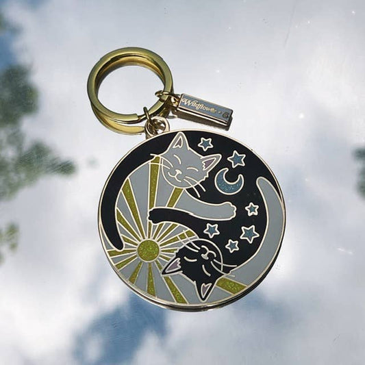 Yin Yang Cats Enamel Keychain