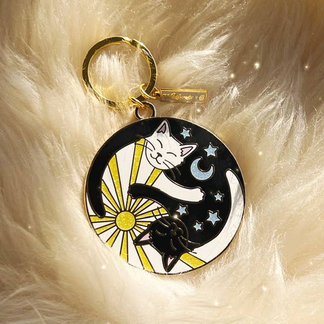 Yin Yang Cats Enamel Keychain