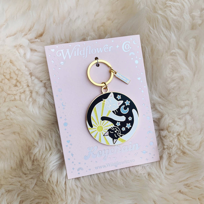 Yin Yang Cats Enamel Keychain