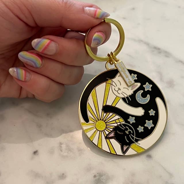 Yin Yang Cats Enamel Keychain