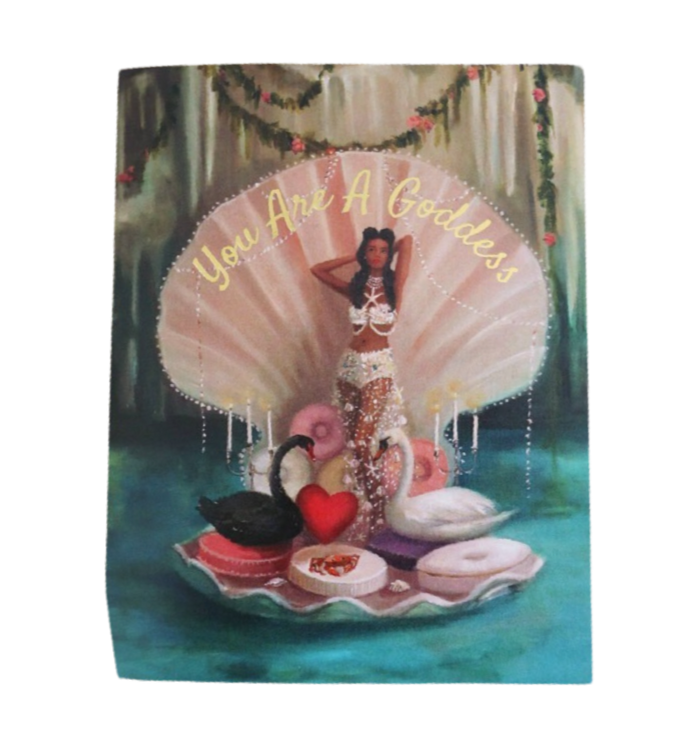 Janet Hill goddess card, empowering blank card, you are a goddess greeting card, recycled card stock card, A2 card printed in Canada, artistic affirmation card, feminist greeting card, goddess themed stationery, blank encouragement card, self love greeting card