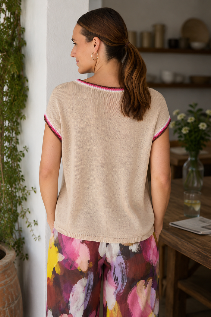 Zaket & Plover Crochet Trim Tank Raspberry