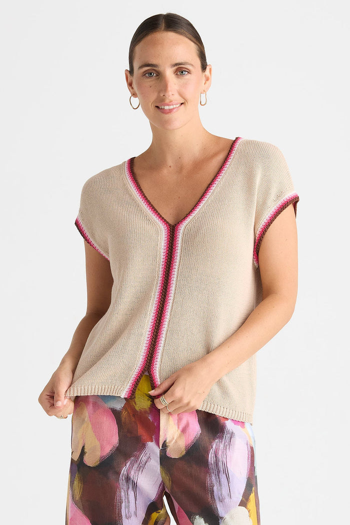 Zaket & Plover Crochet Trim Tank Raspberry