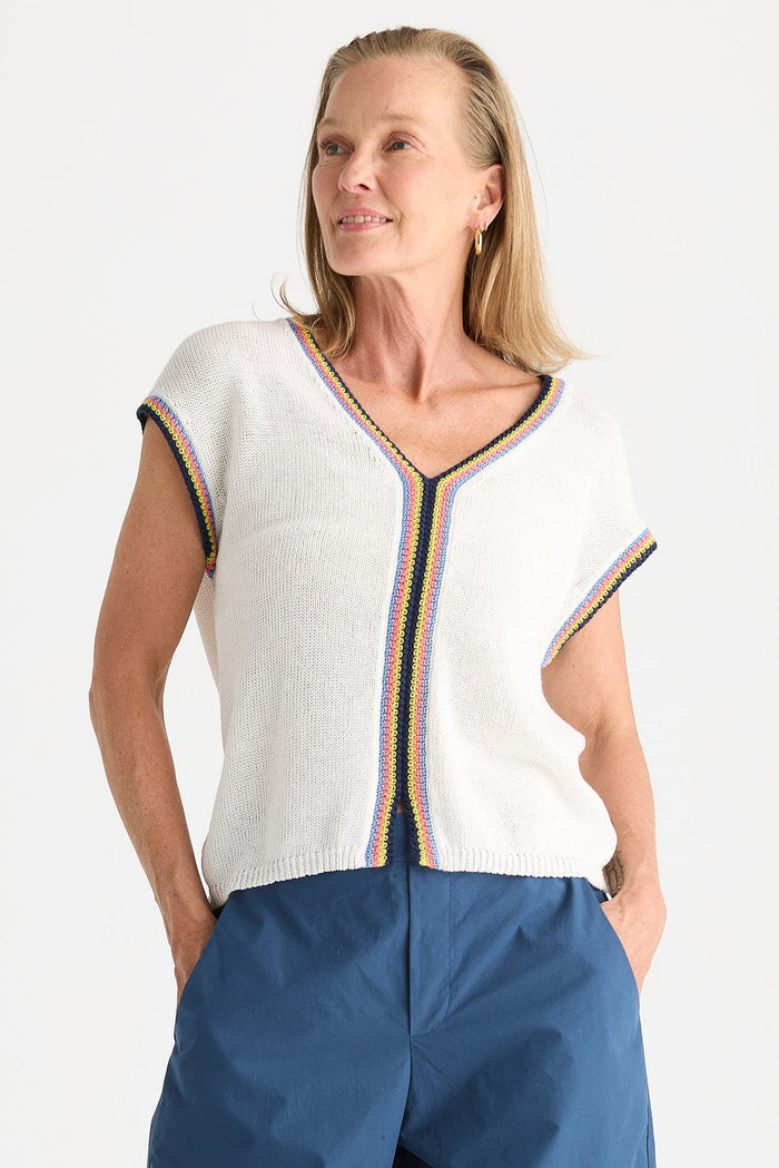 Zaket & Plover Crochet Trim Tank White