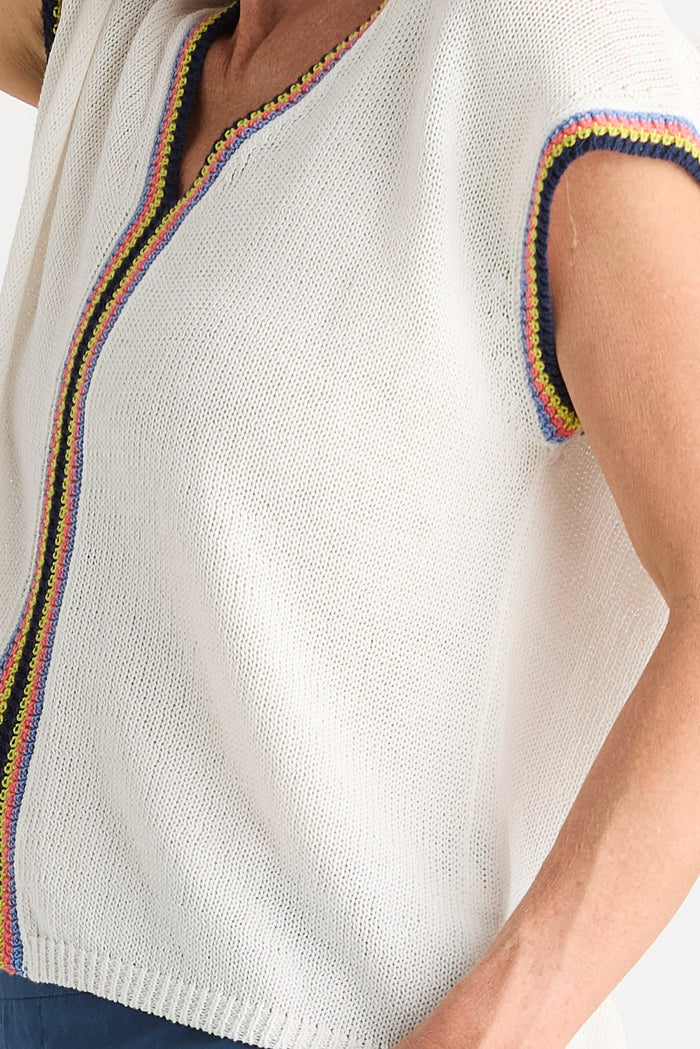 Zaket & Plover Crochet Trim Tank White