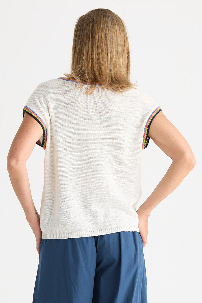Zaket & Plover Crochet Trim Tank White