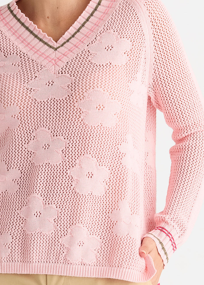 Zaket & Plover Floral Pointelle Vee