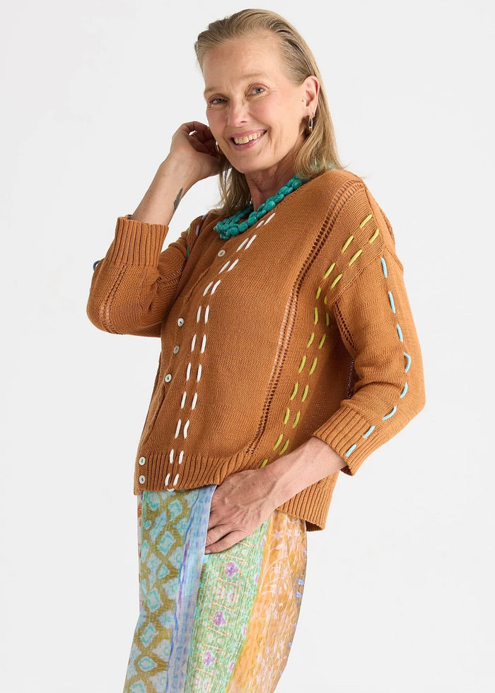 Zaket & Plover Thread Detail Top in Toffee