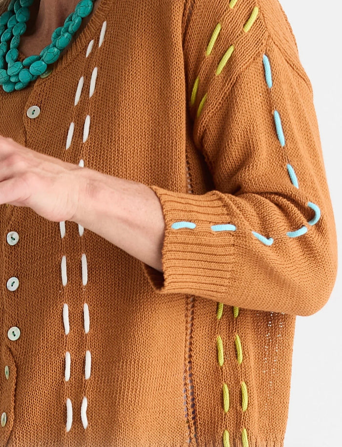 Zaket & Plover Thread Detail Top in Toffee