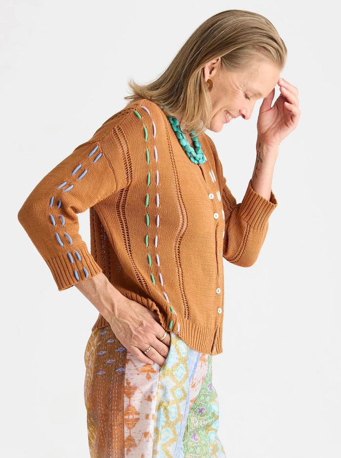 Zaket & Plover Thread Detail Top in Toffee