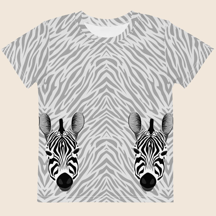 Zebra Head Print Kids Cotton T-Shirt | All-Over Print