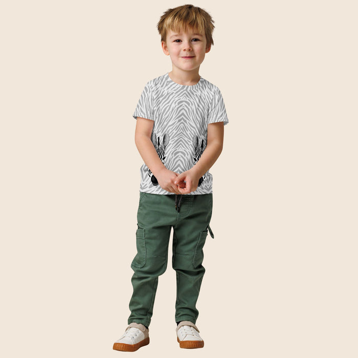 Zebra Head Print Kids Cotton T-Shirt | All-Over Print