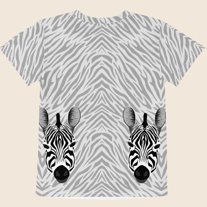 Zebra Head Print Kids Cotton T-Shirt | All-Over Print